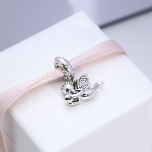 Pandora Angel of Love CZ Dangle Charm Sterling silver Moments Pendant - Picture 3 of 5